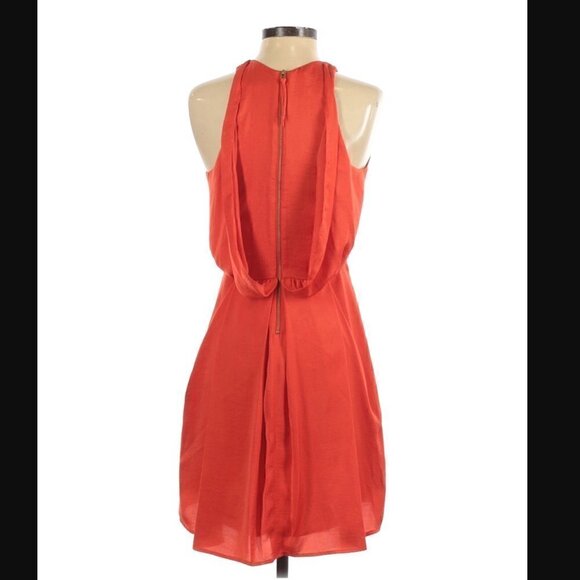 Rebecca Taylor Mini Dress 0 Halter Draped Back Sleeveless Orange Luxury Vacation - Picture 7 of 15
